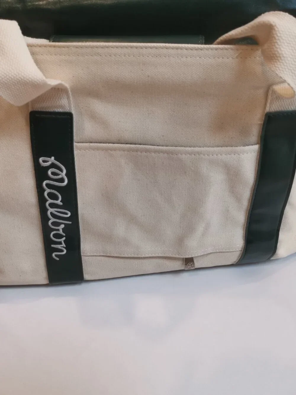 Malbon Golf Boston Bag White Green Large Capacity